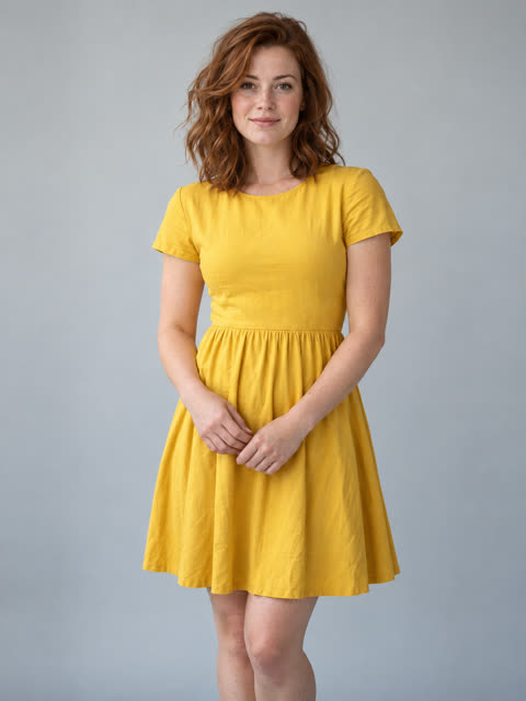 Input photo 2: an AI-generated woman in a yellow dress